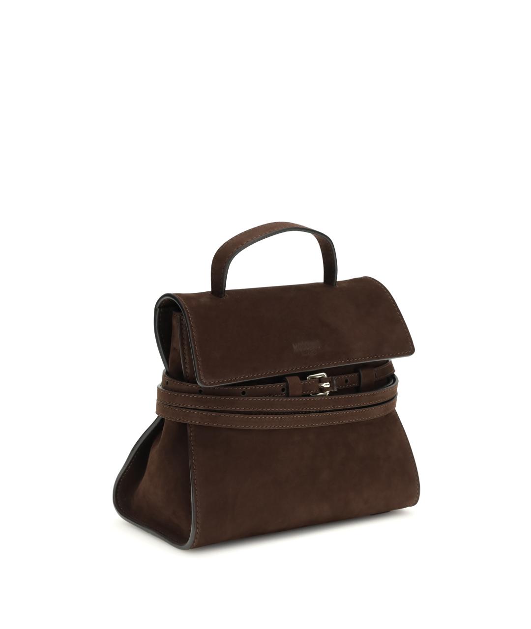 MOSCHINO Коричневая замшевая сумка с короткими ручками, фото 2