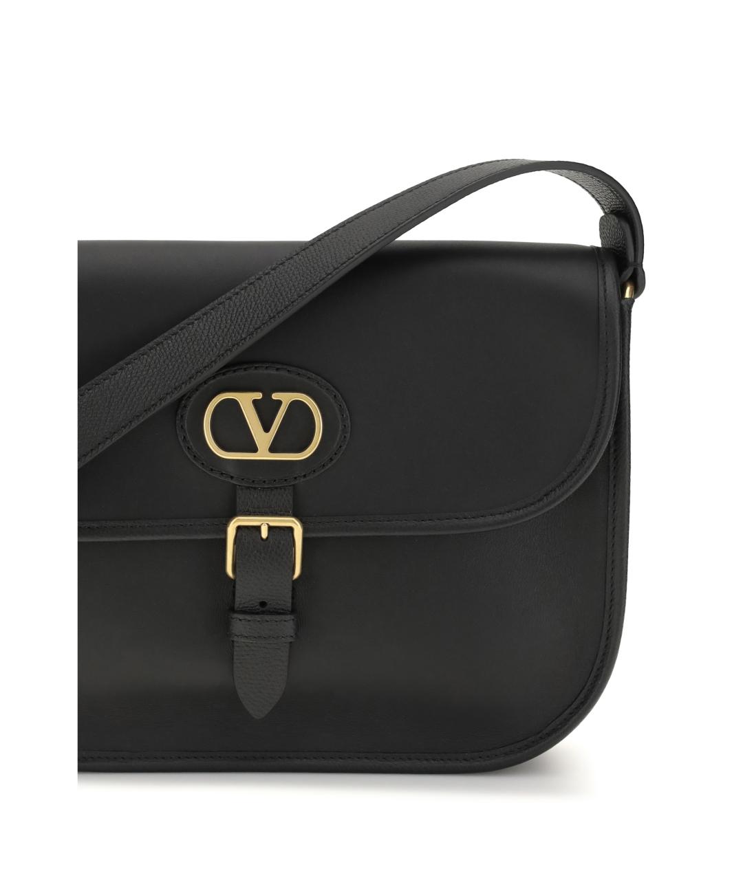 VALENTINO Черная кожаная сумка на плечо, фото 4