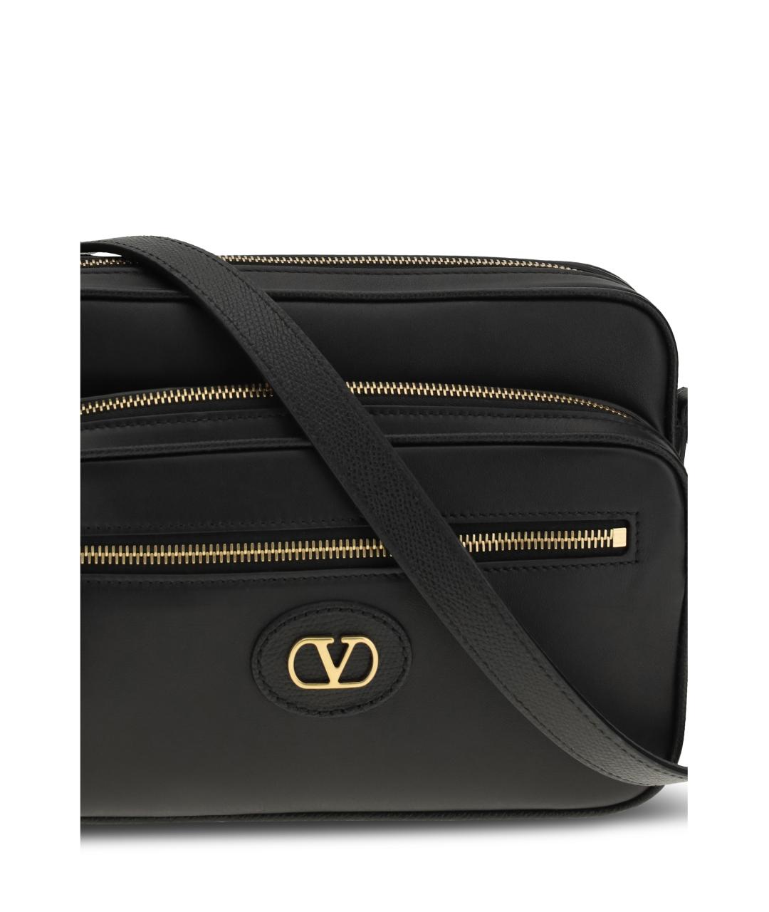 VALENTINO Черная кожаная сумка на плечо, фото 4