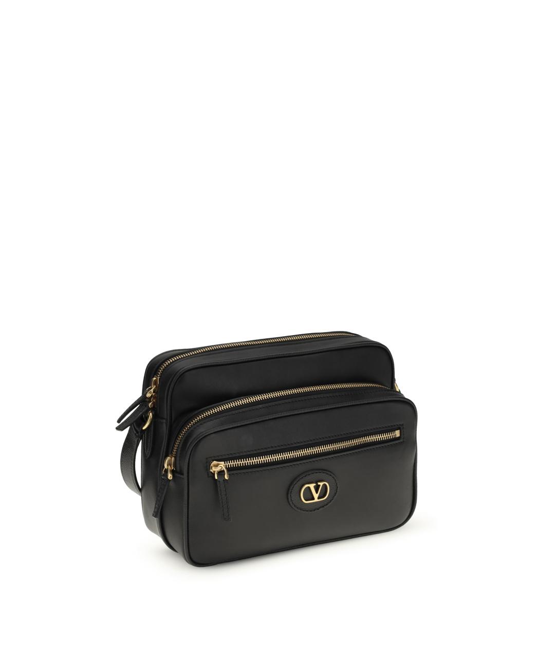 VALENTINO Черная кожаная сумка на плечо, фото 2