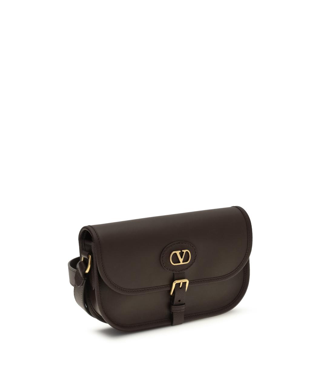 VALENTINO Коричневая кожаная сумка на плечо, фото 2