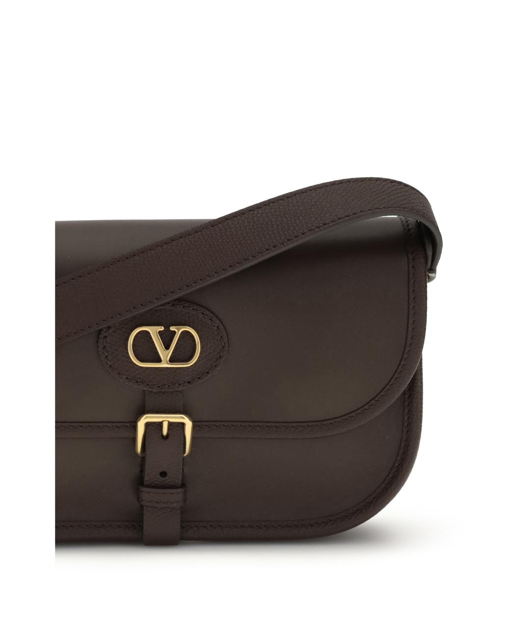 VALENTINO Коричневая кожаная сумка на плечо, фото 4