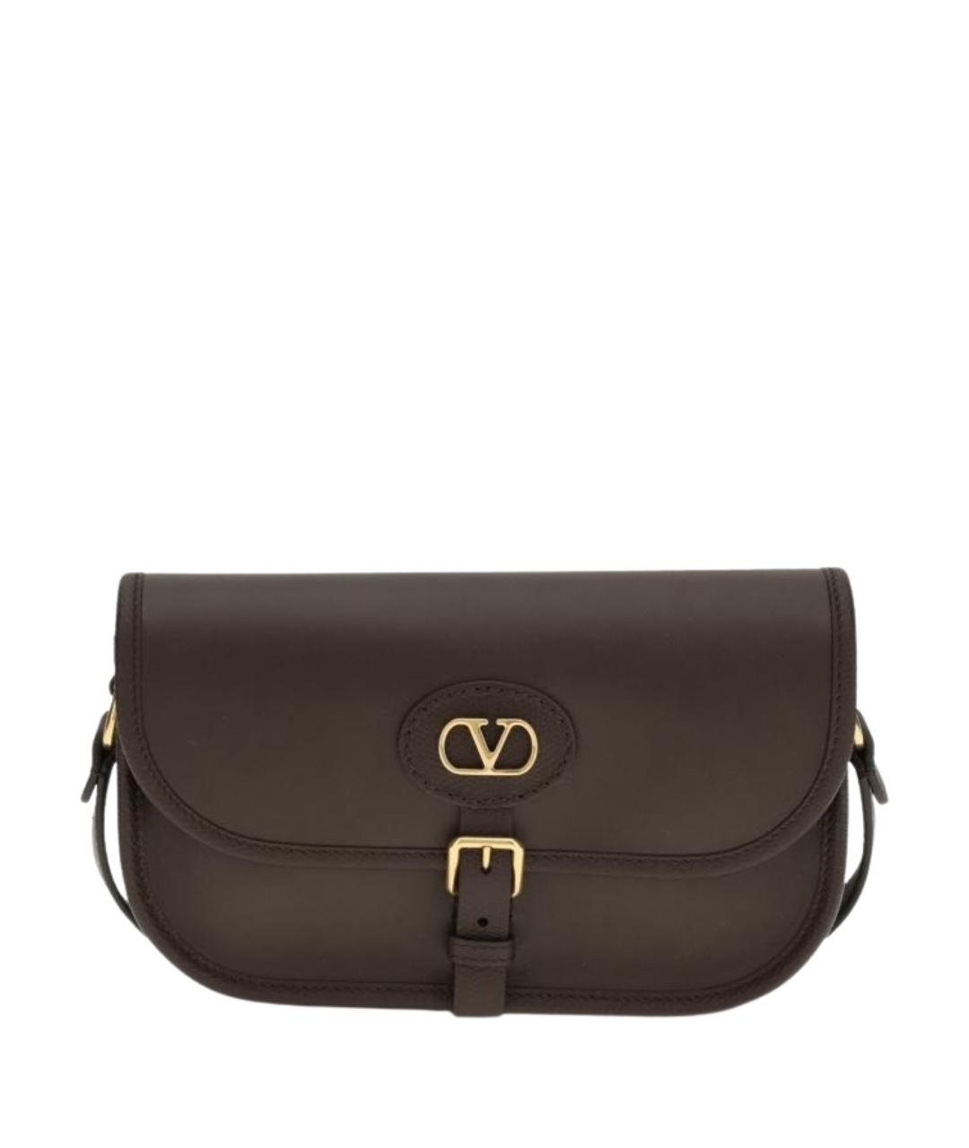 VALENTINO Коричневая кожаная сумка на плечо, фото 1