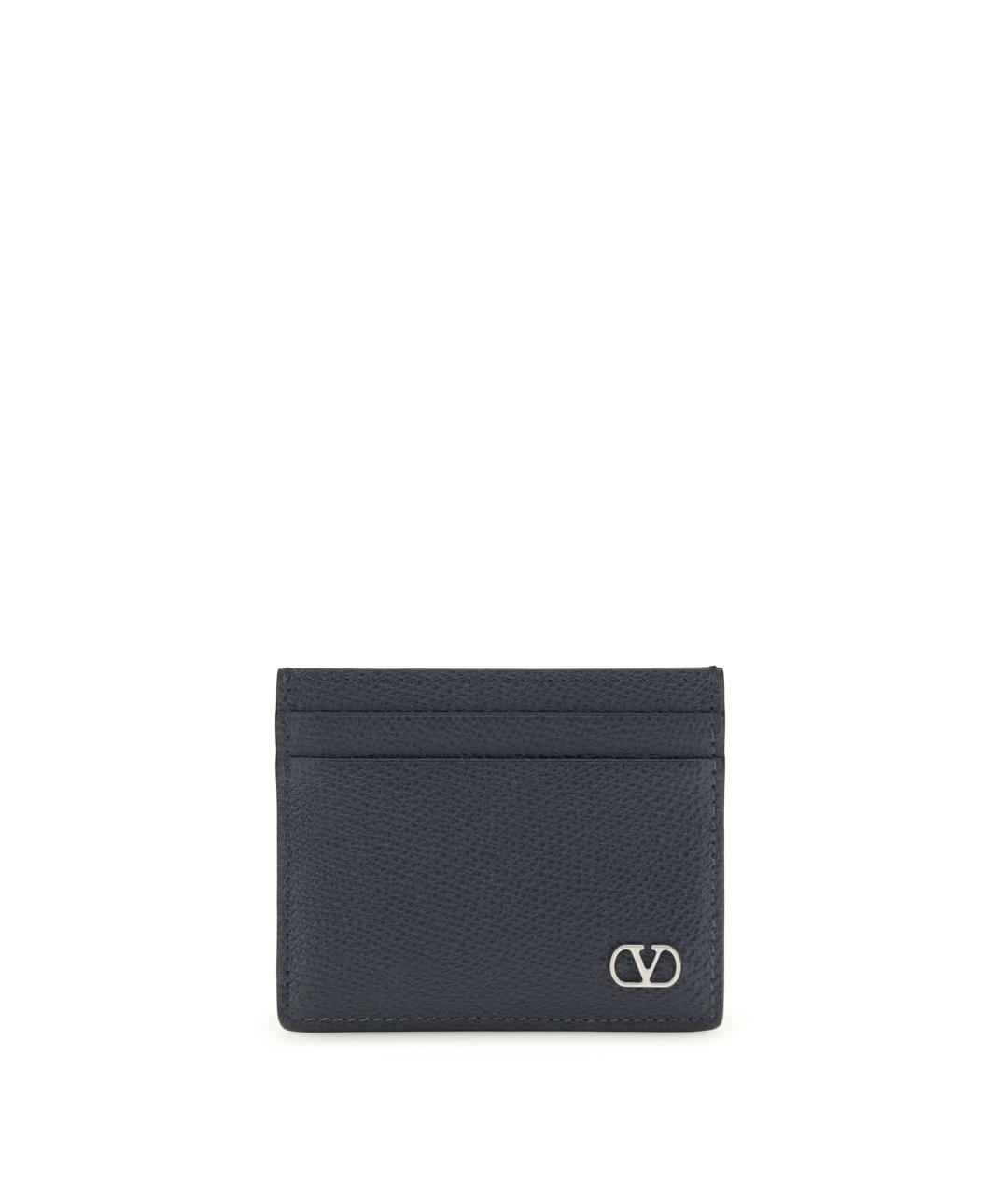 VALENTINO Темно-синий кожаный кардхолдер, фото 3