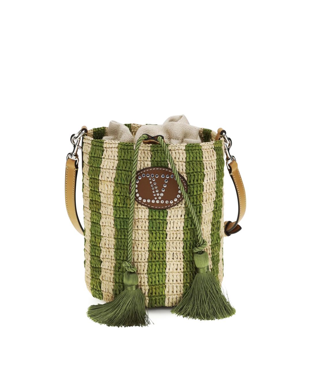 VALENTINO Зеленая пелетеная сумка через плечо, фото 1