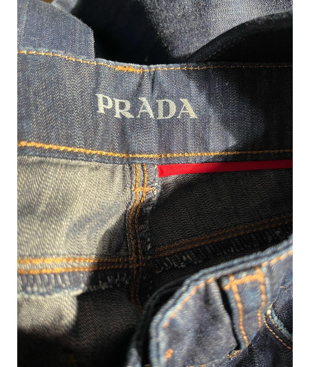 PRADA Темно-синие хлопковые прямые джинсы, фото 3