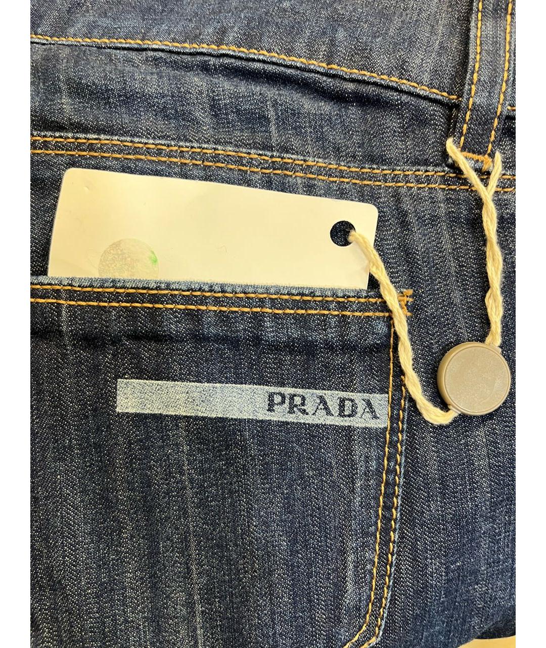 PRADA Темно-синие хлопковые прямые джинсы, фото 4