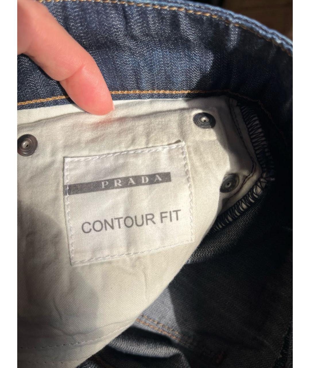 PRADA Темно-синие хлопковые прямые джинсы, фото 6