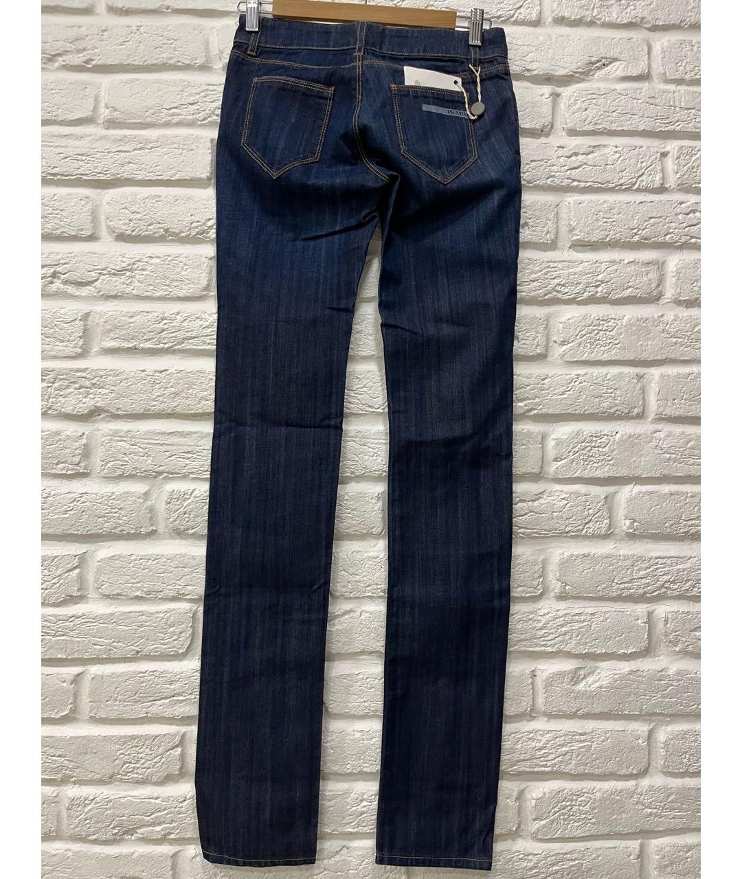 PRADA Темно-синие хлопковые прямые джинсы, фото 2