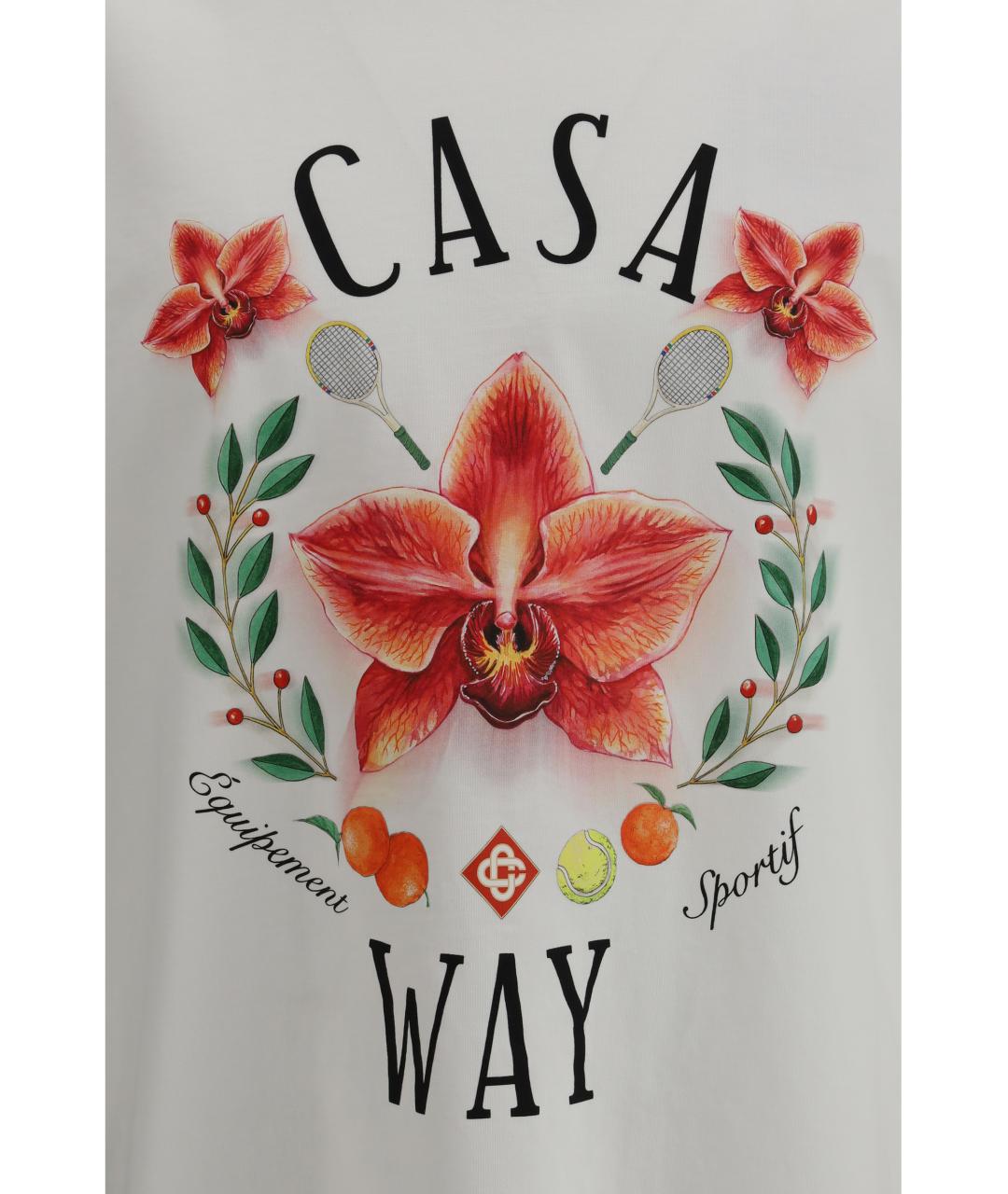 CASABLANCA Белая хлопковая футболка, фото 3