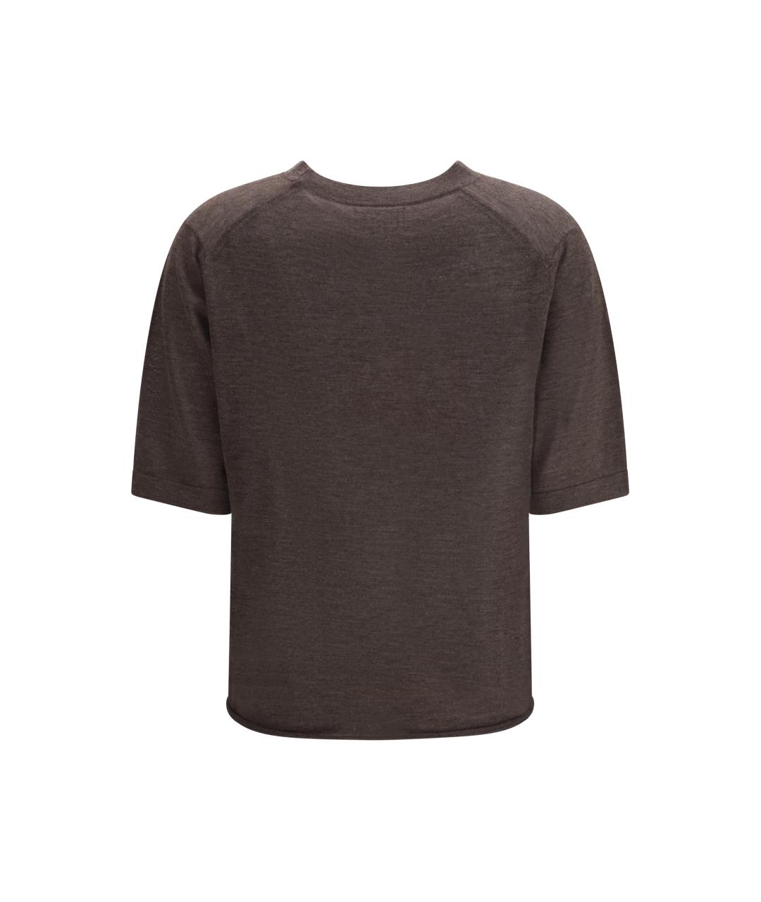 LOULOU STUDIO Коричневая кашемировая футболка, фото 2