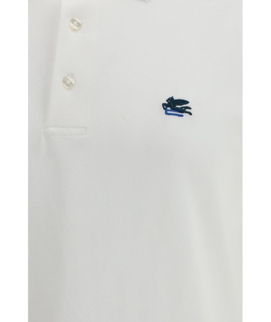 ETRO Белое хлопковое поло с коротким рукавом, фото 3