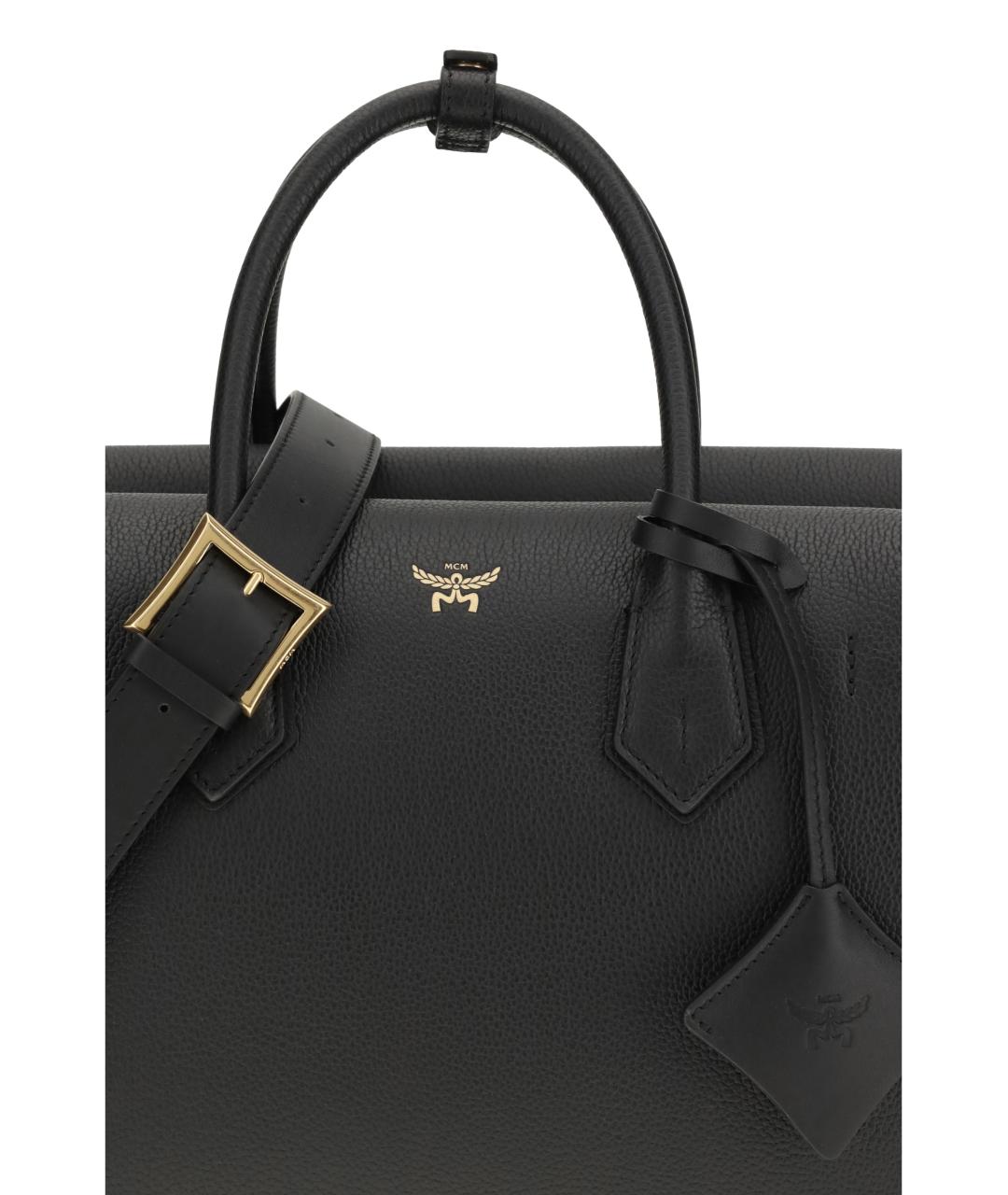 MCM Черная кожаная сумка тоут, фото 4