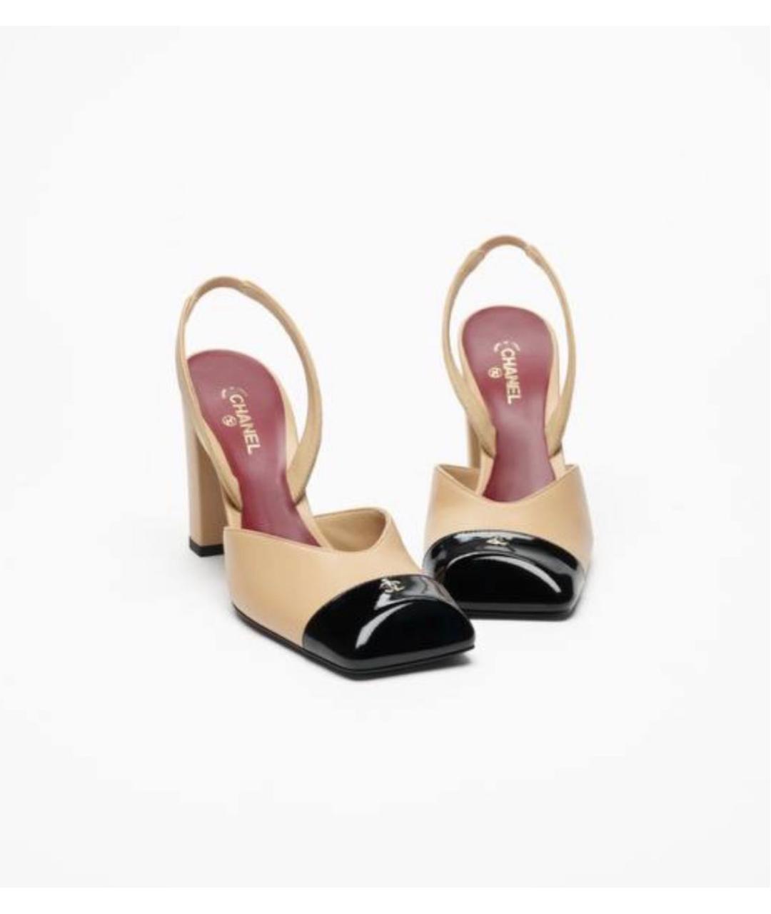 CHANEL Бежевые кожаные туфли, фото 2