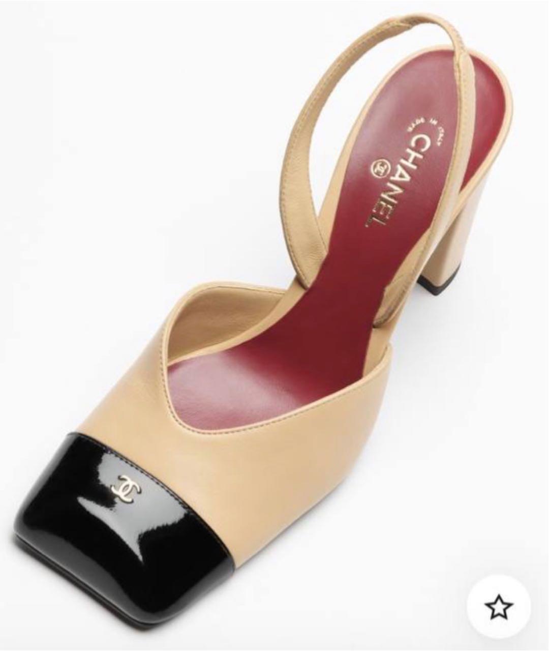 CHANEL Бежевые кожаные туфли, фото 4