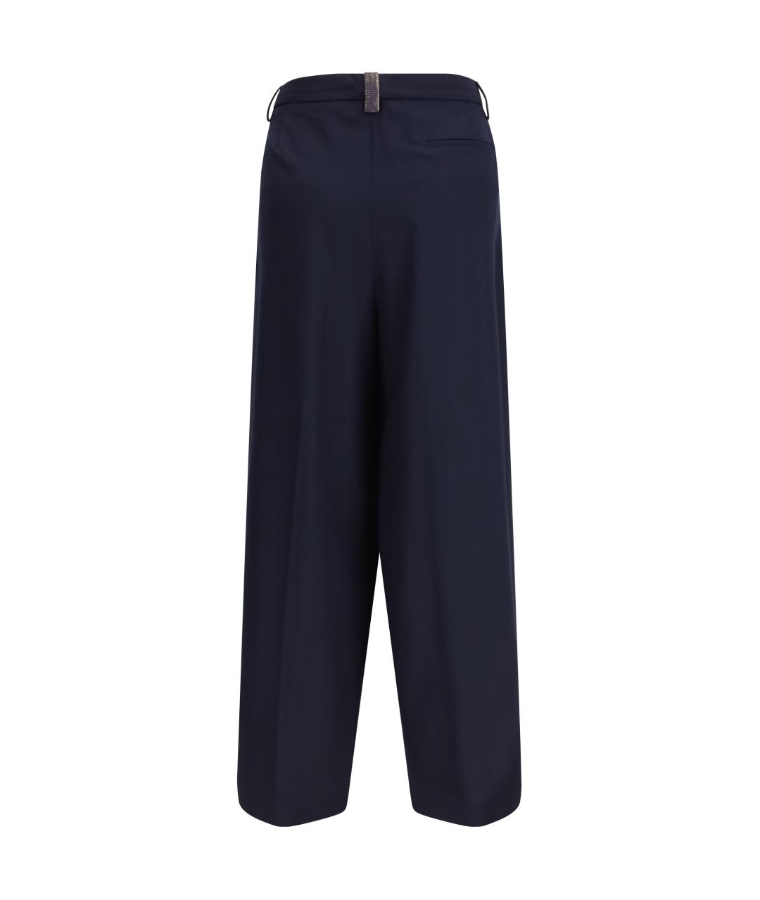 FABIANA FILIPPI Темно-синие полиэстеровые прямые брюки, фото 2