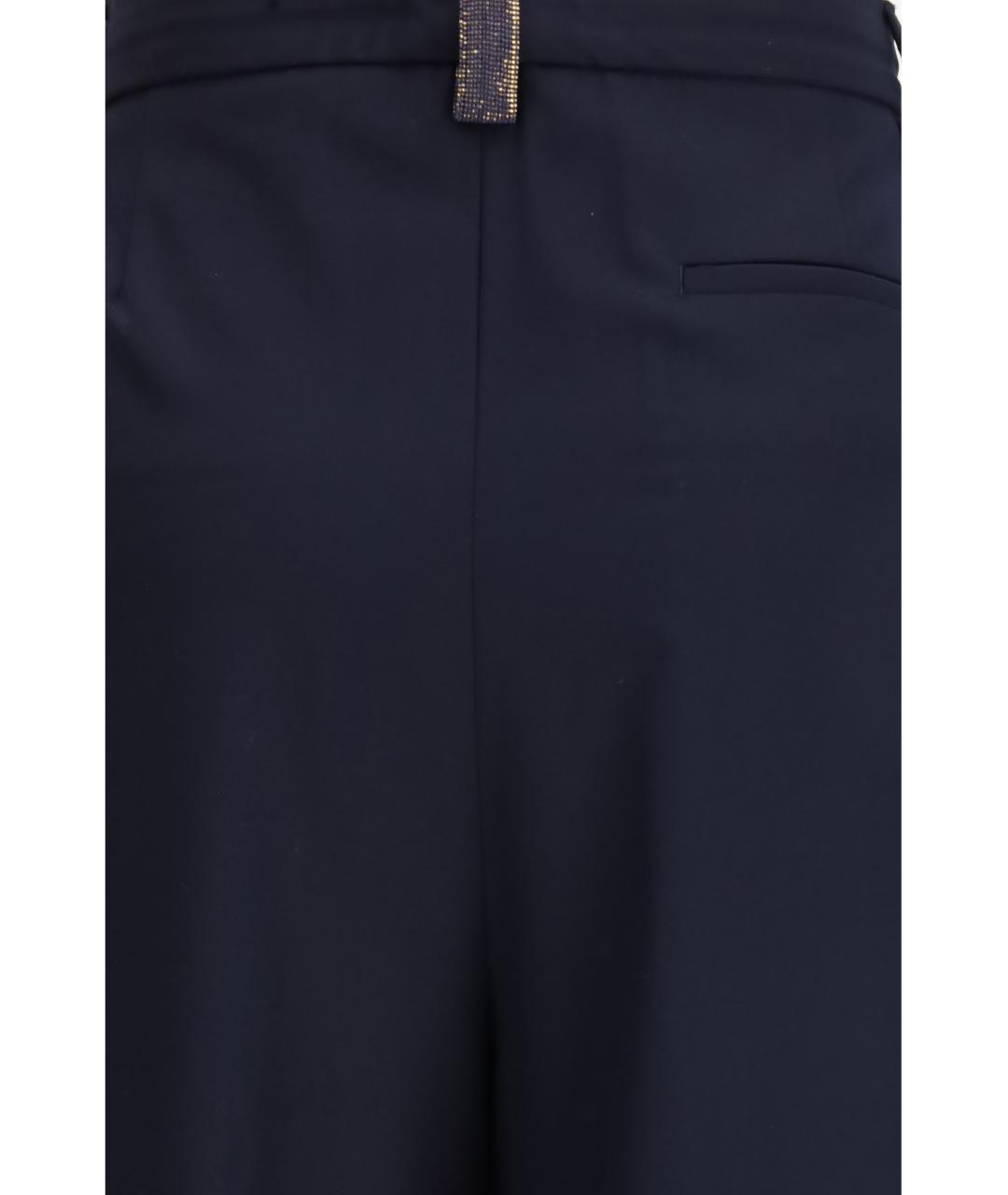 FABIANA FILIPPI Темно-синие полиэстеровые прямые брюки, фото 3