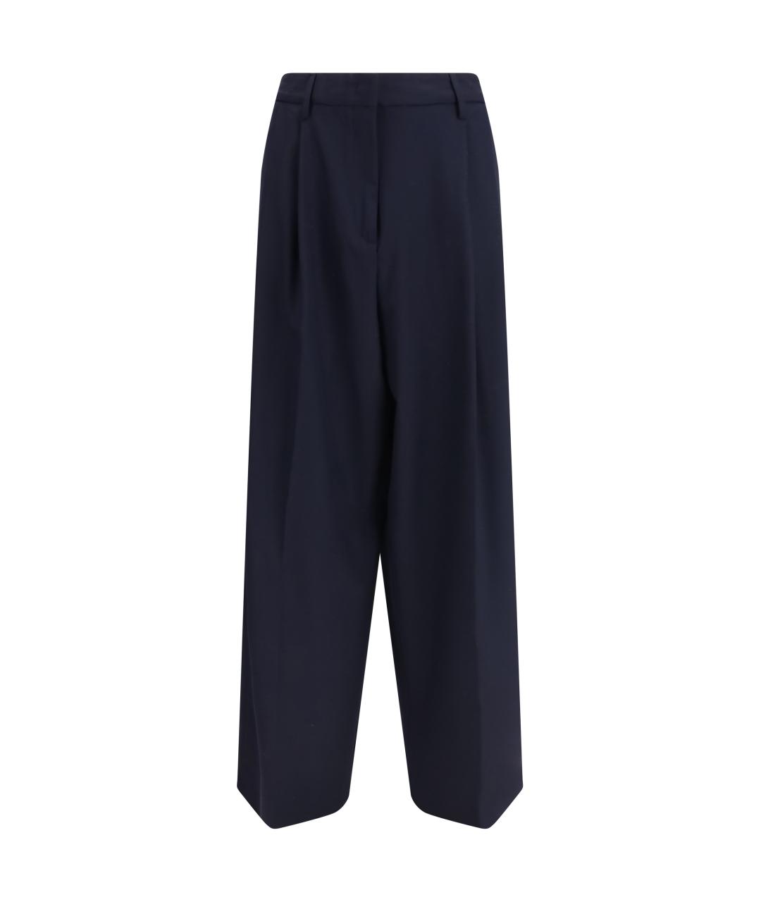 FABIANA FILIPPI Темно-синие полиэстеровые прямые брюки, фото 1