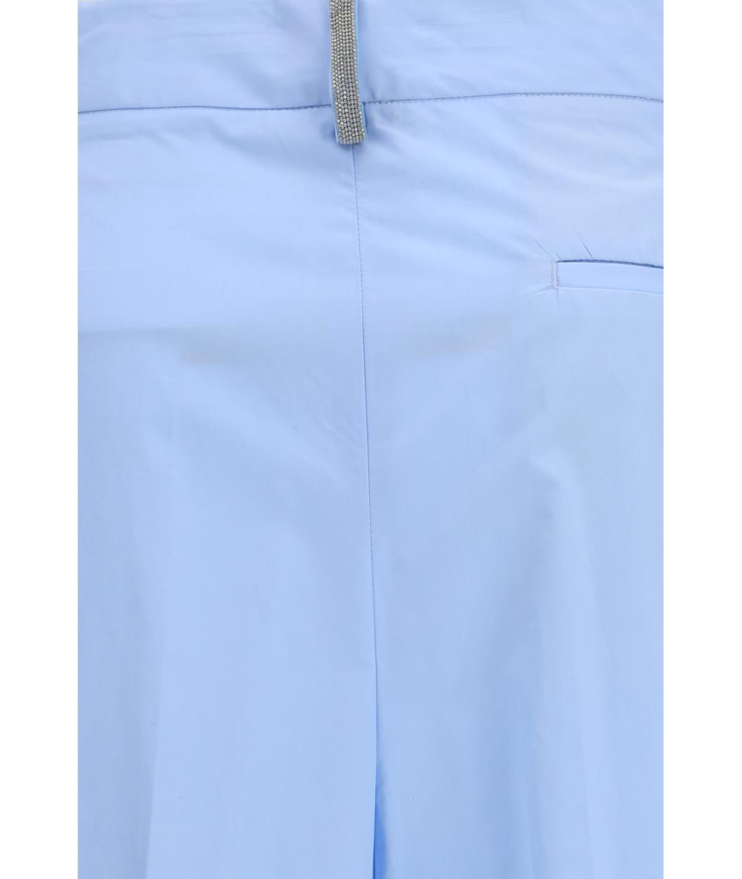 FABIANA FILIPPI Голубые хлопковые прямые брюки, фото 3