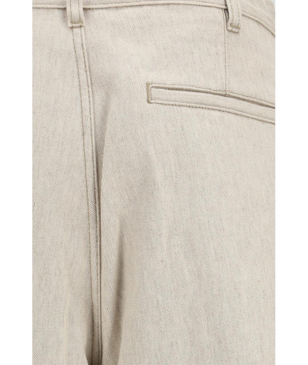 JACQUEMUS Бежевые хлопковые повседневные брюки, фото 3