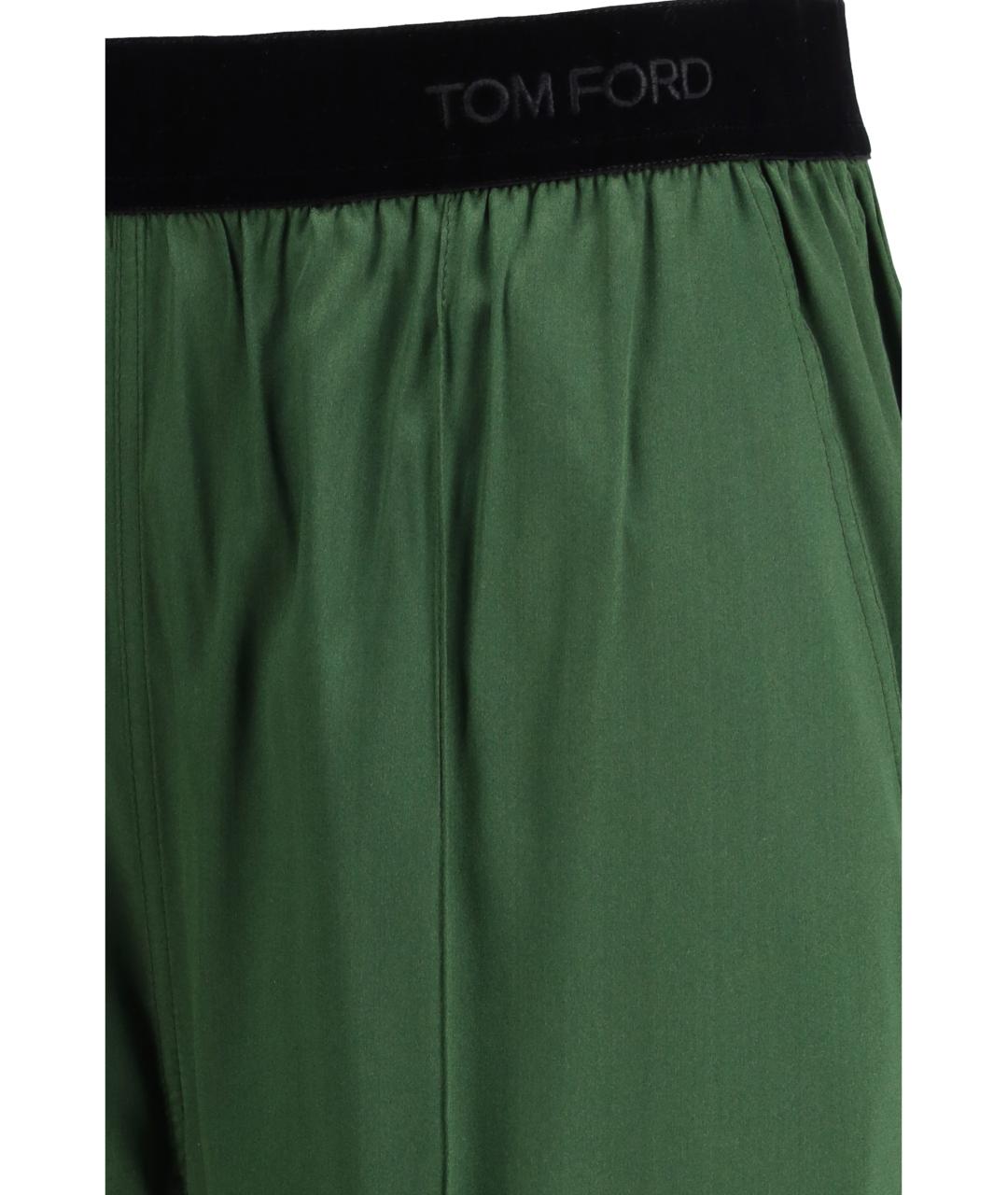 TOM FORD Зеленые шелковые прямые брюки, фото 3