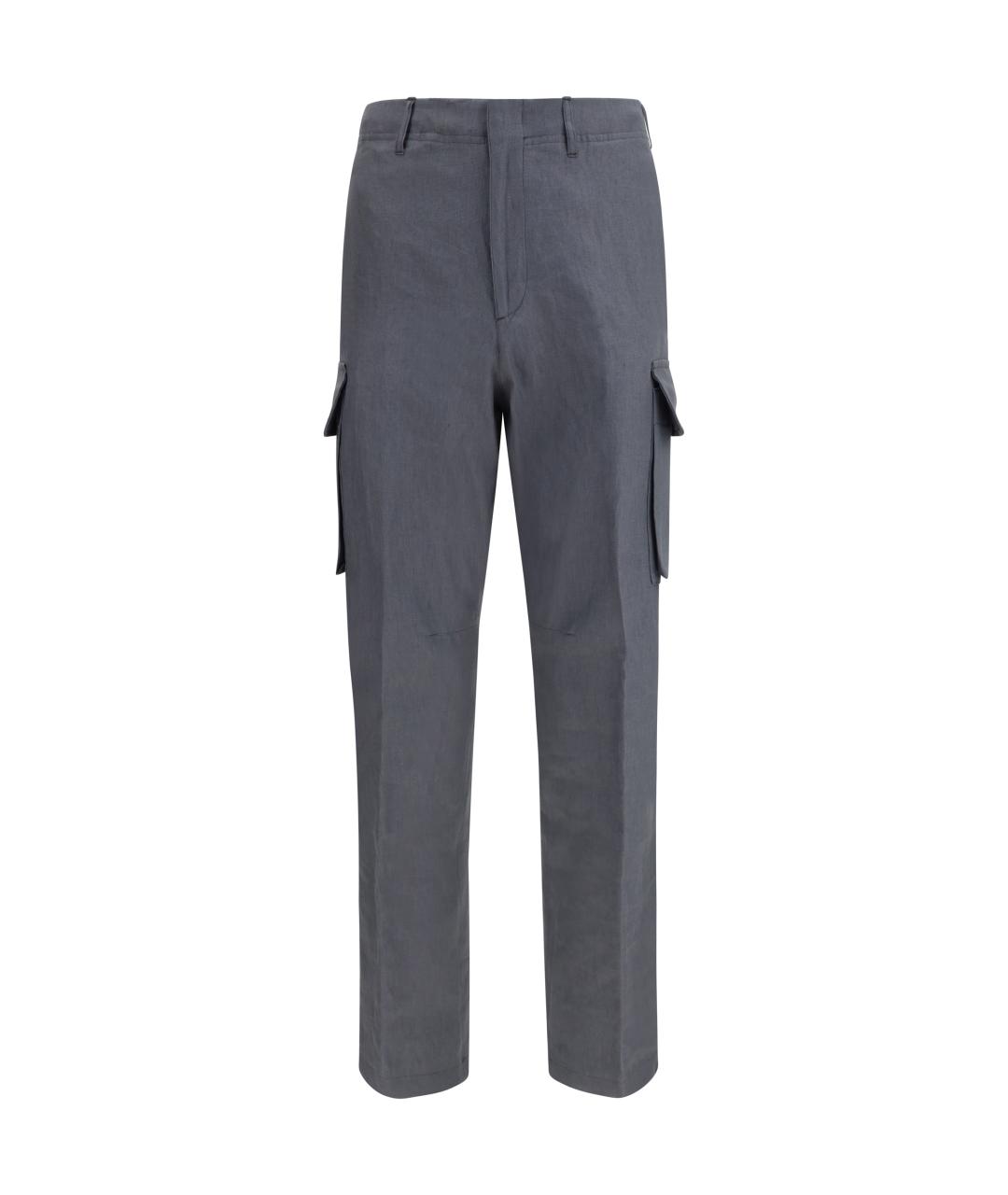 LARDINI Серые льняные повседневные брюки, фото 1