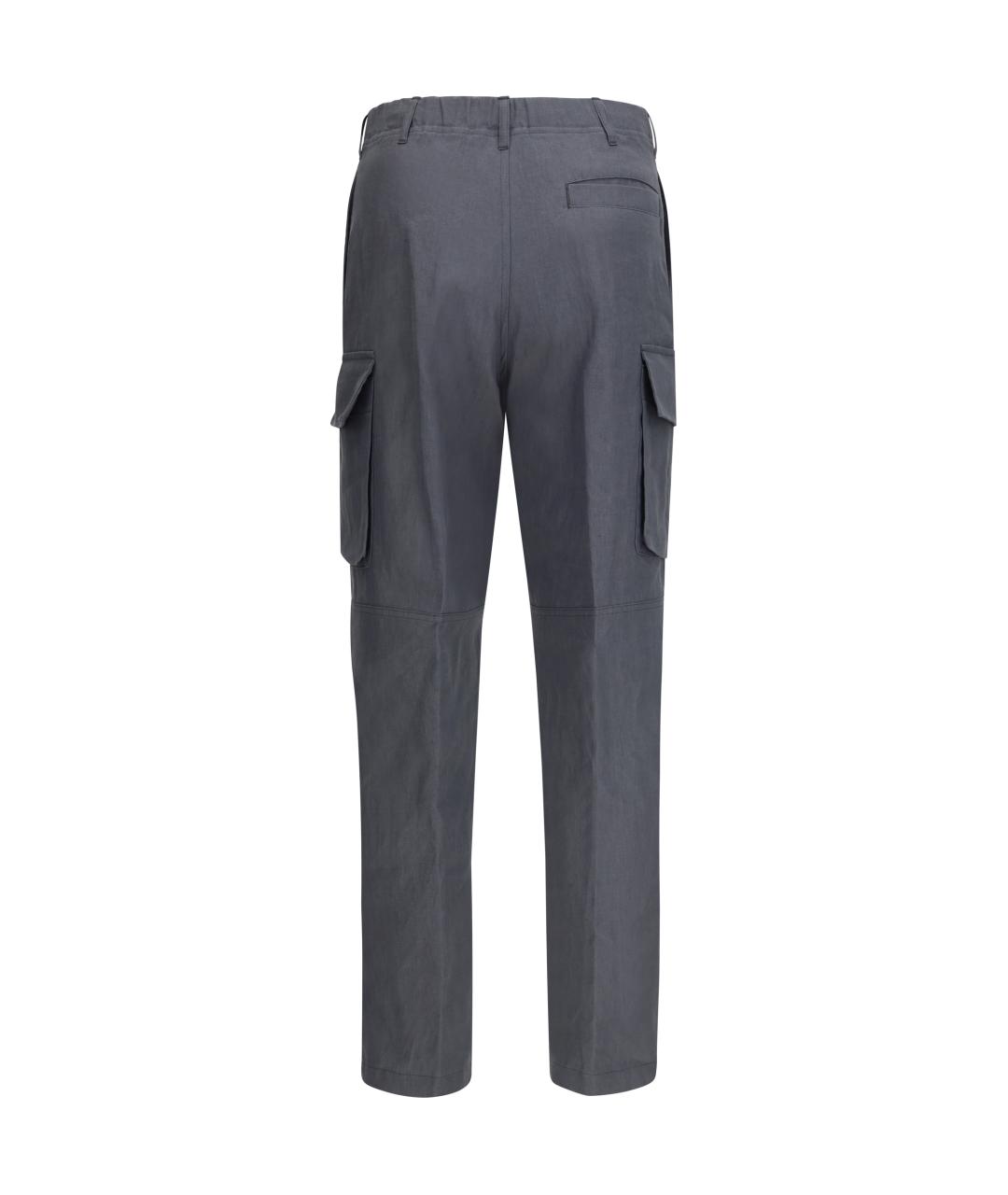 LARDINI Серые льняные повседневные брюки, фото 2