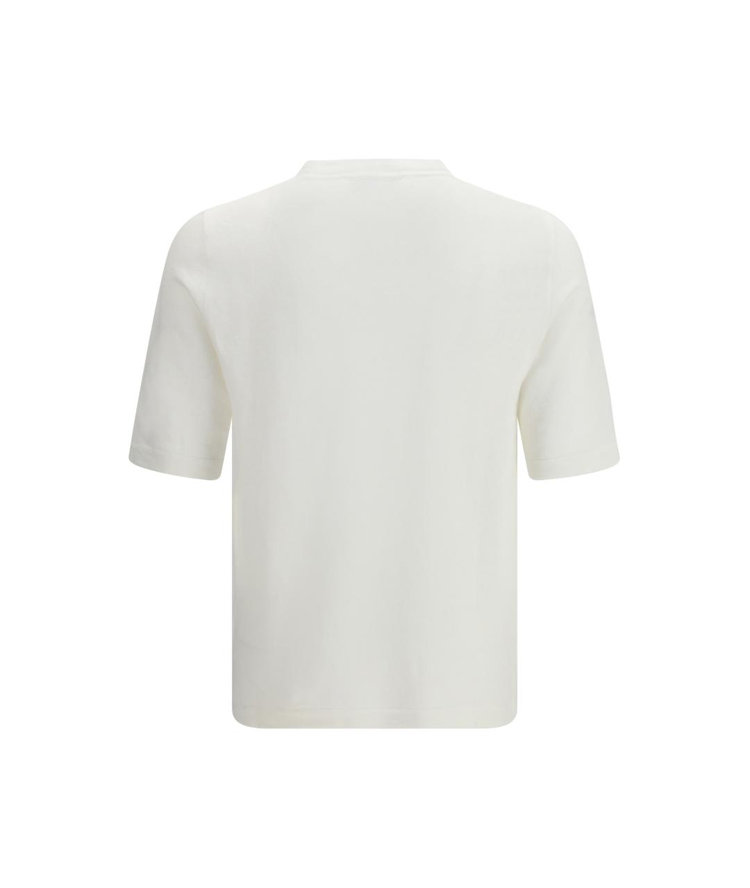 LARDINI Белая хлопко-леновая футболка, фото 2