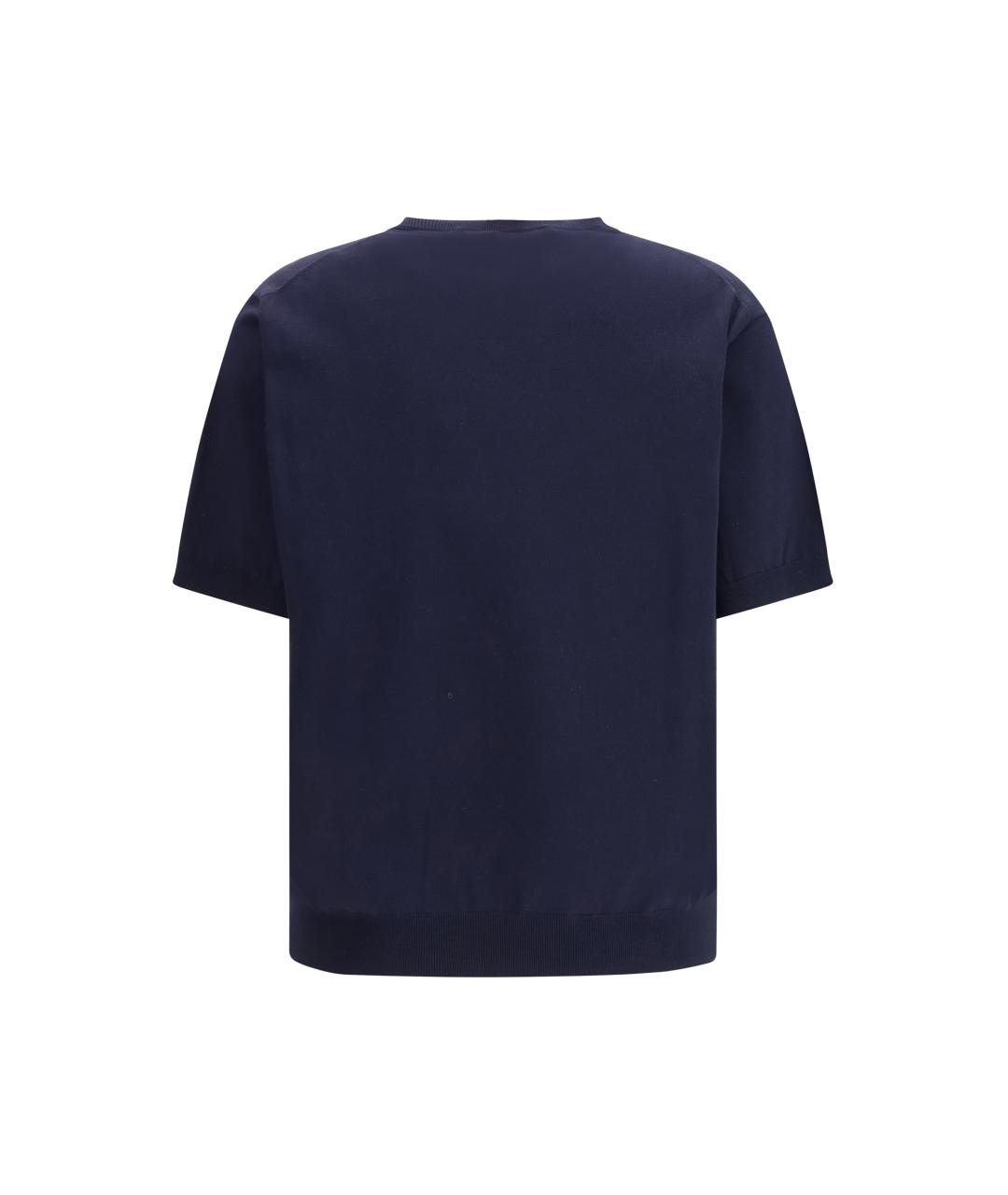 PRADA Темно-синяя шелковая футболка, фото 2