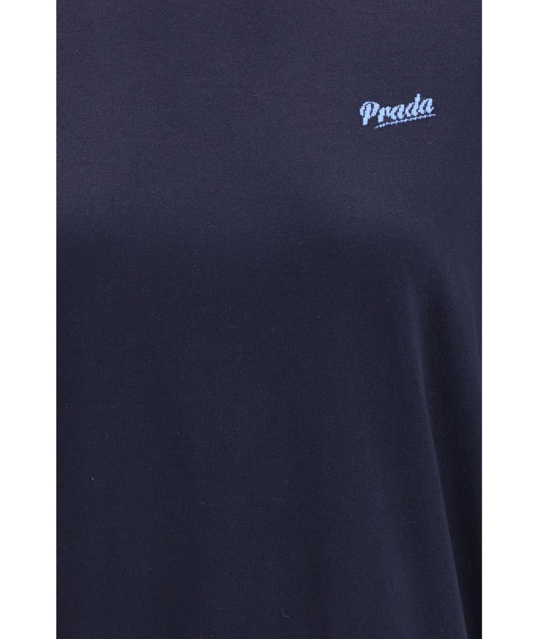 PRADA Темно-синяя шелковая футболка, фото 3