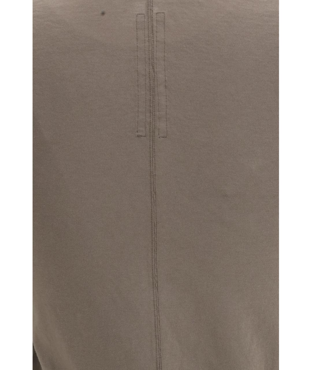 RICK OWENS Коричневая хлопковая футболка, фото 3