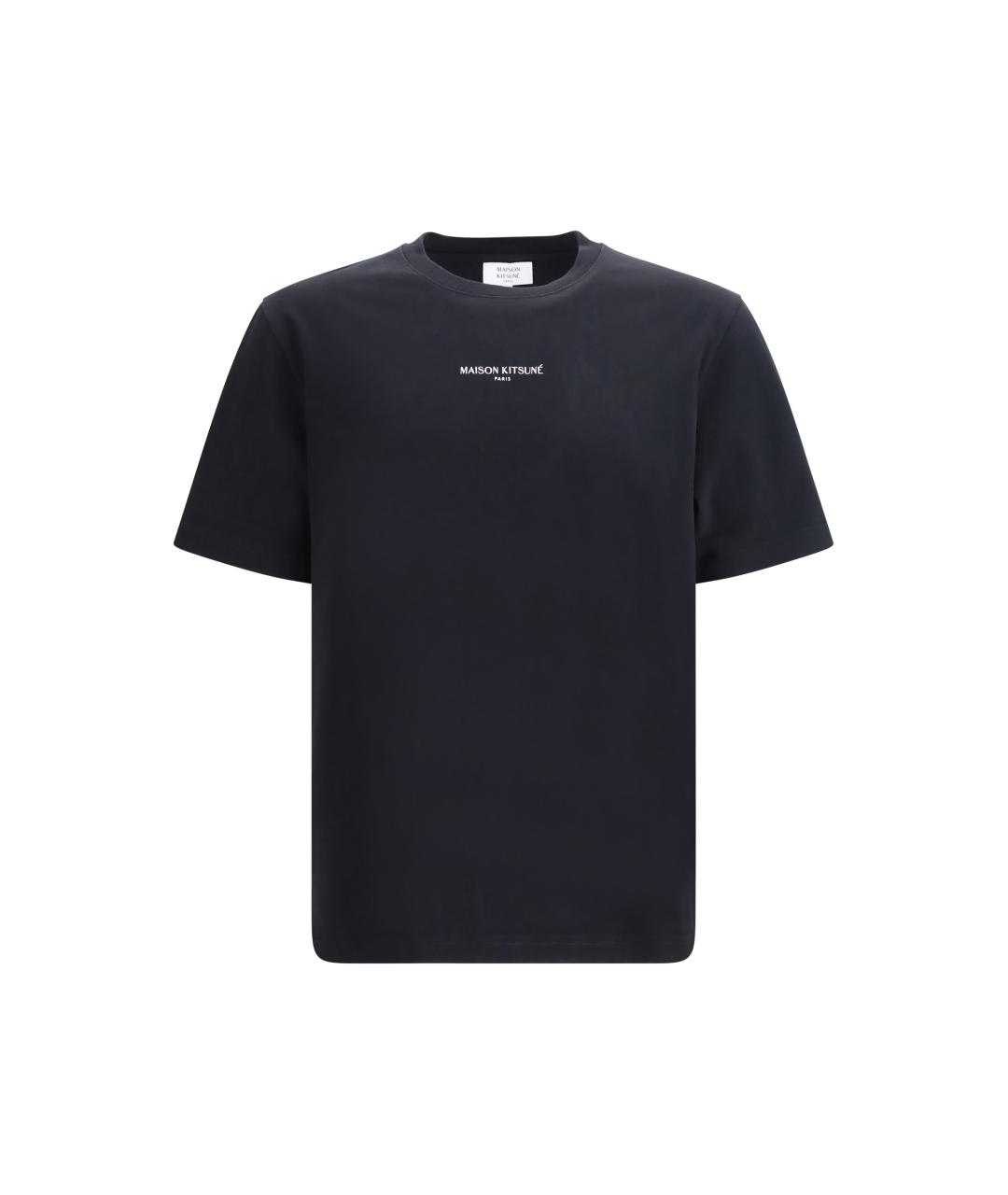 MAISON KITSUNE Черная хлопковая футболка, фото 4