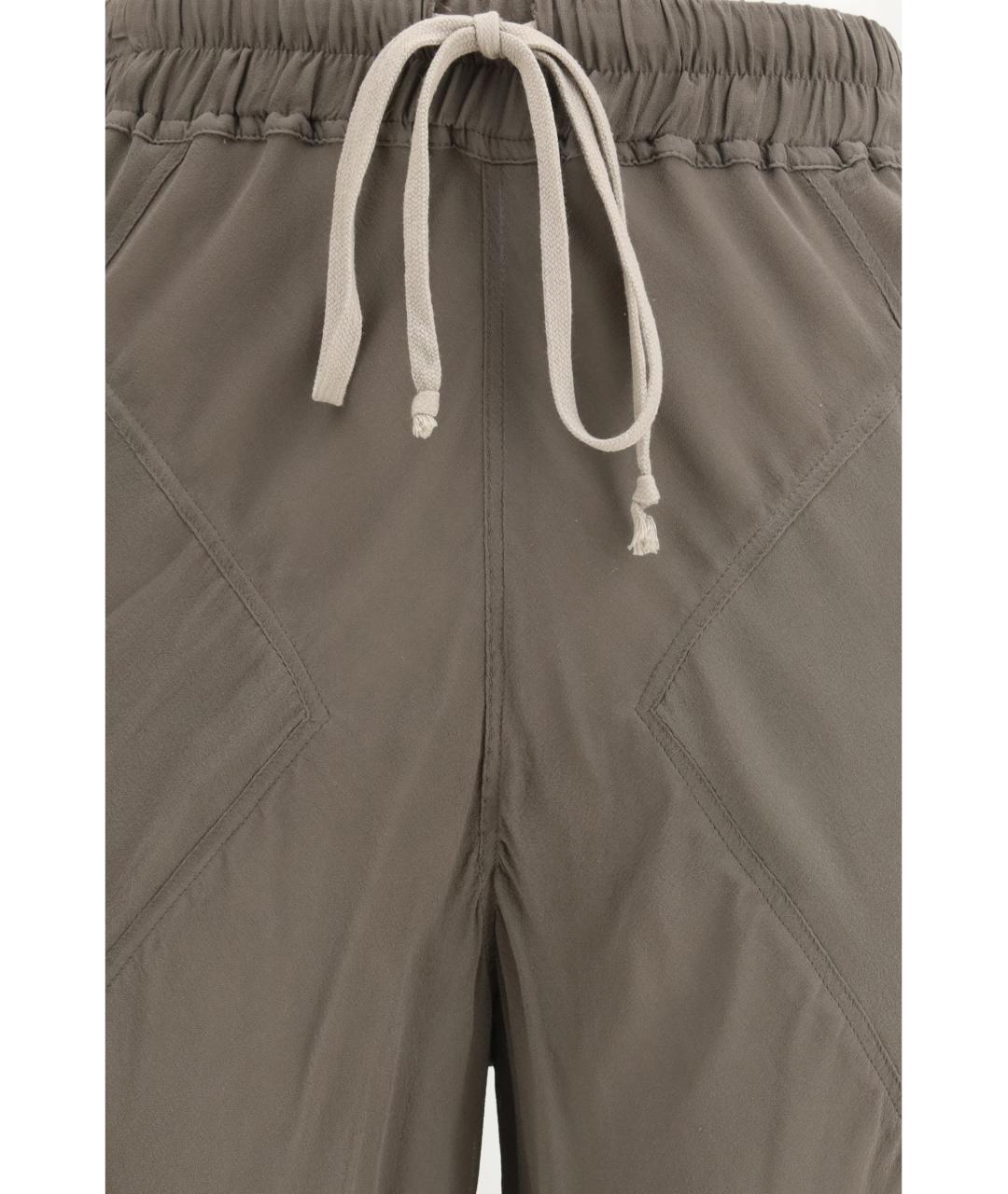 RICK OWENS Серые шелковые прямые брюки, фото 3