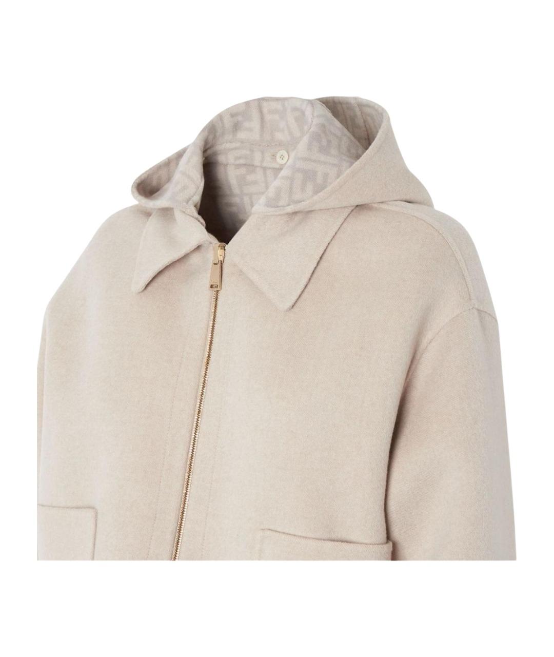 FENDI Бежевая шерстяная куртка, фото 6