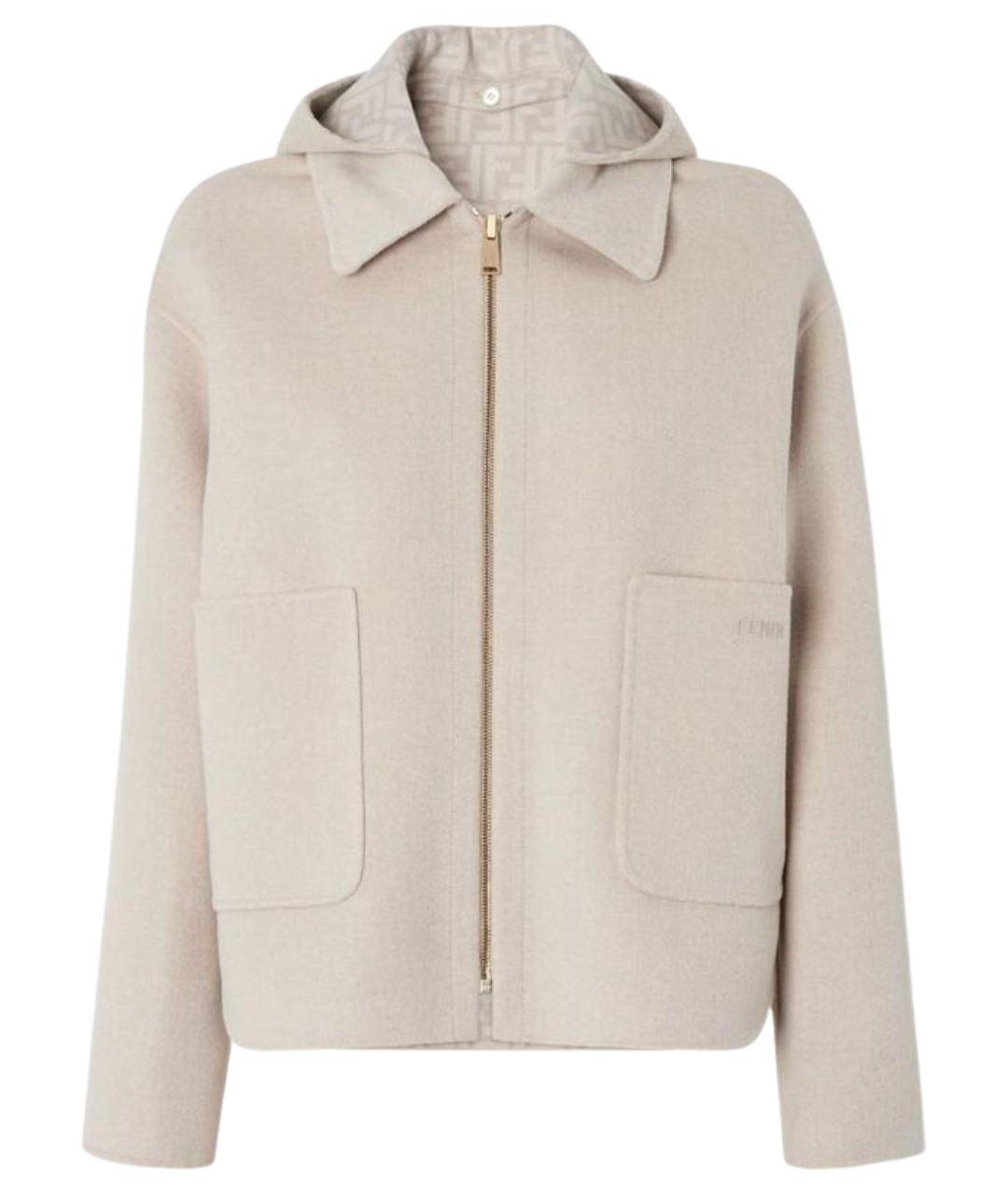 FENDI Бежевая шерстяная куртка, фото 1