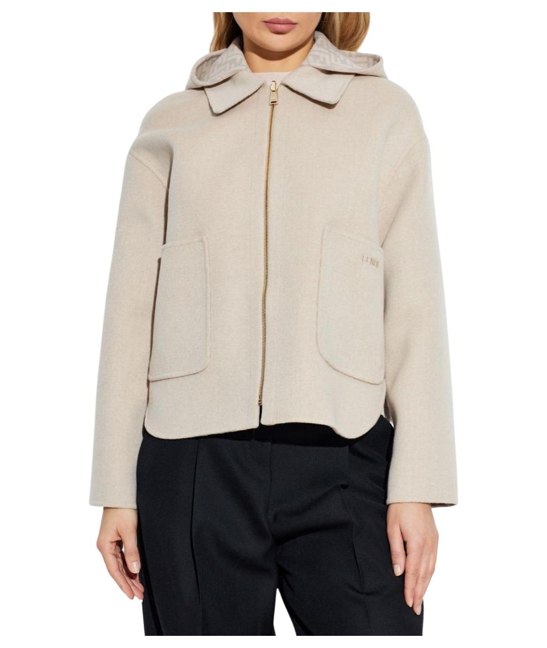 FENDI Бежевая шерстяная куртка, фото 3