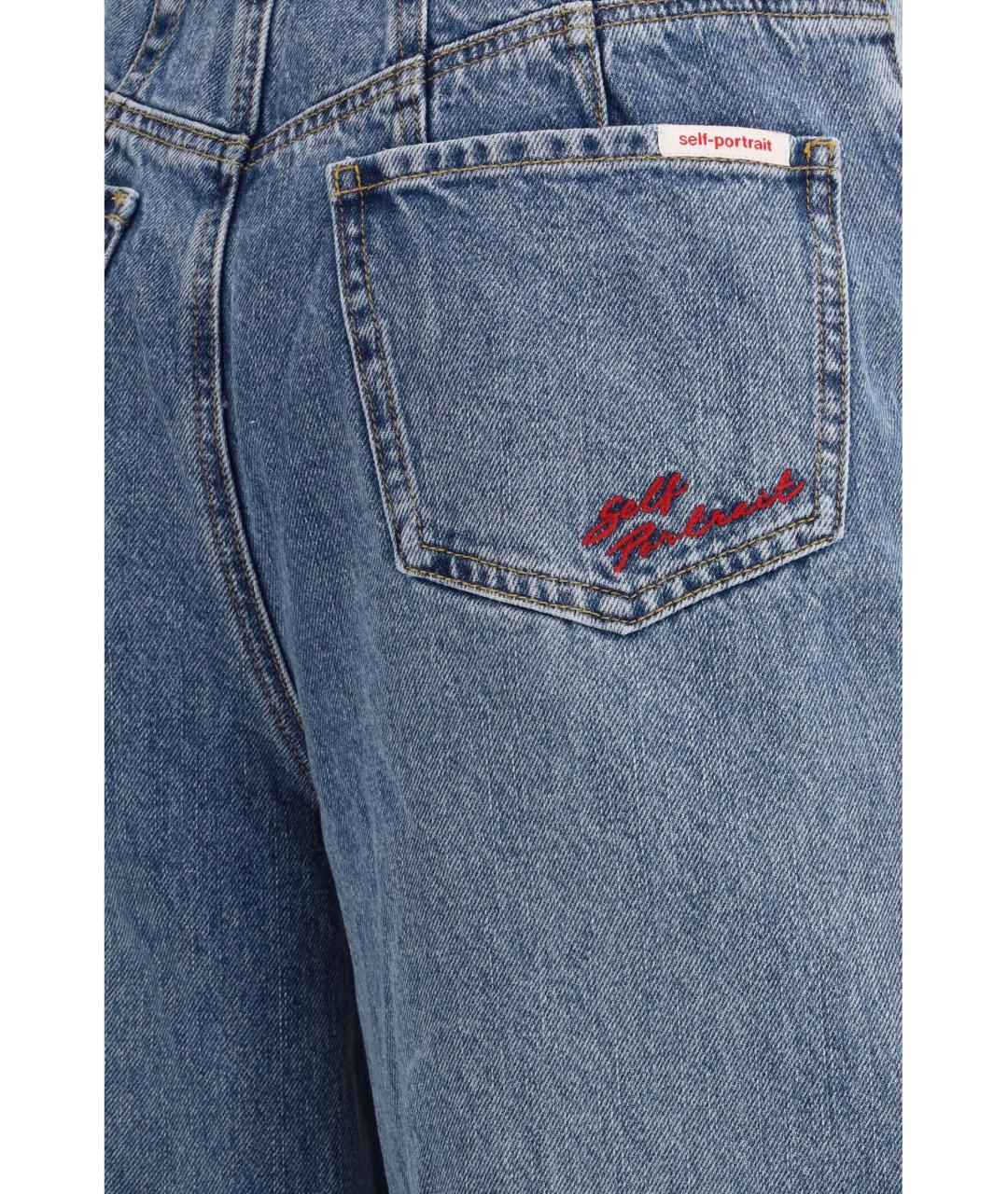 SELF-PORTRAIT Синие хлопковые прямые джинсы, фото 3