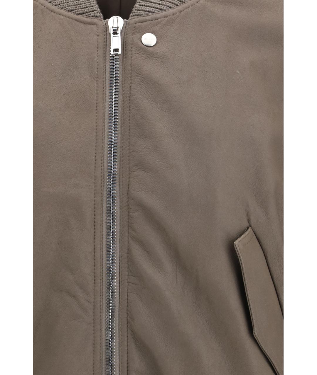 RICK OWENS Серая кожаная куртка, фото 3