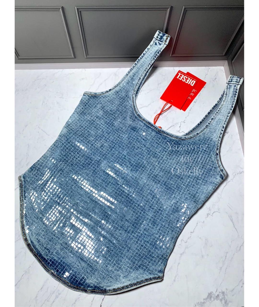 DIESEL Голубой хлопко-эластановый корсет, фото 4