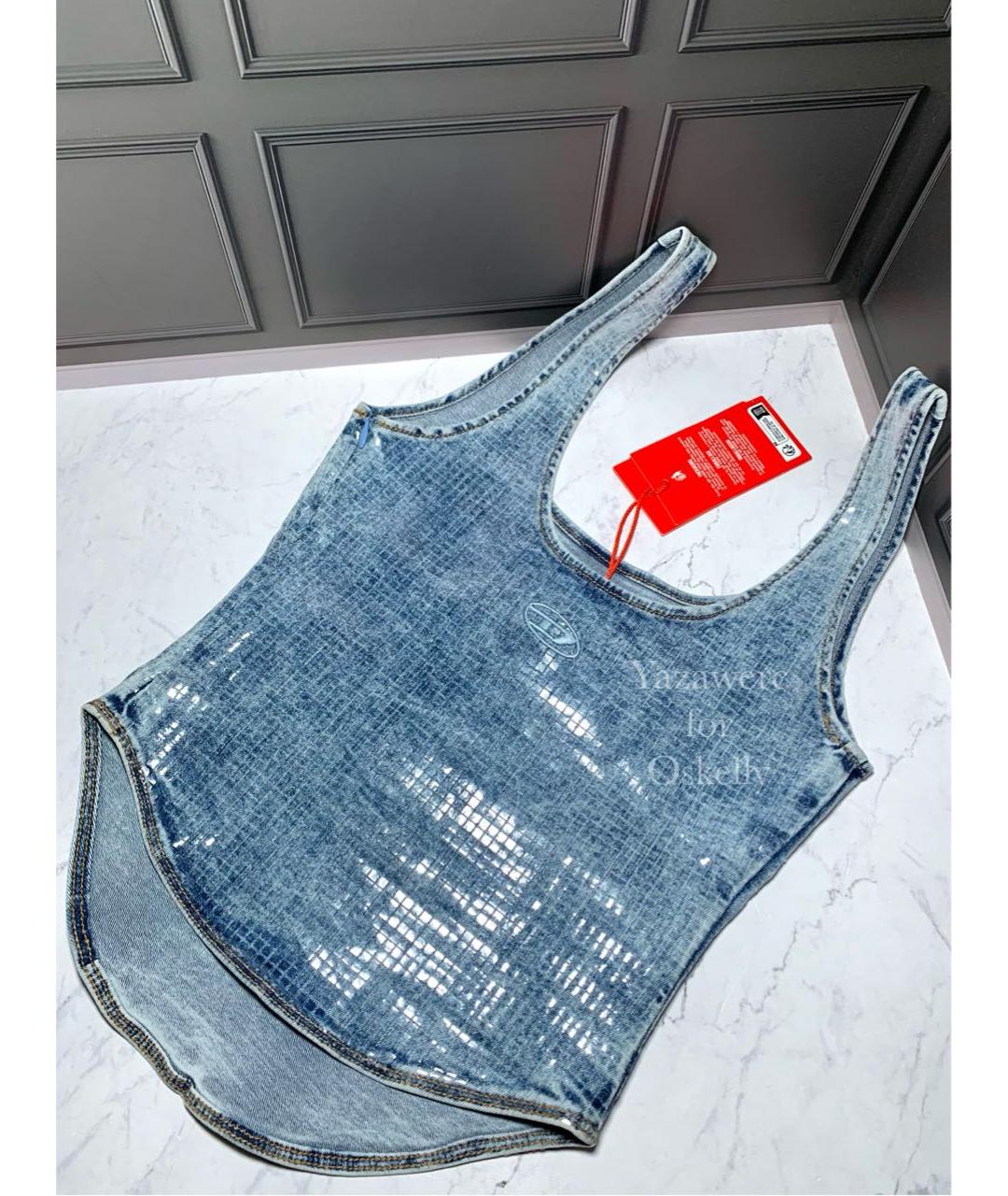 DIESEL Голубой хлопко-эластановый корсет, фото 5