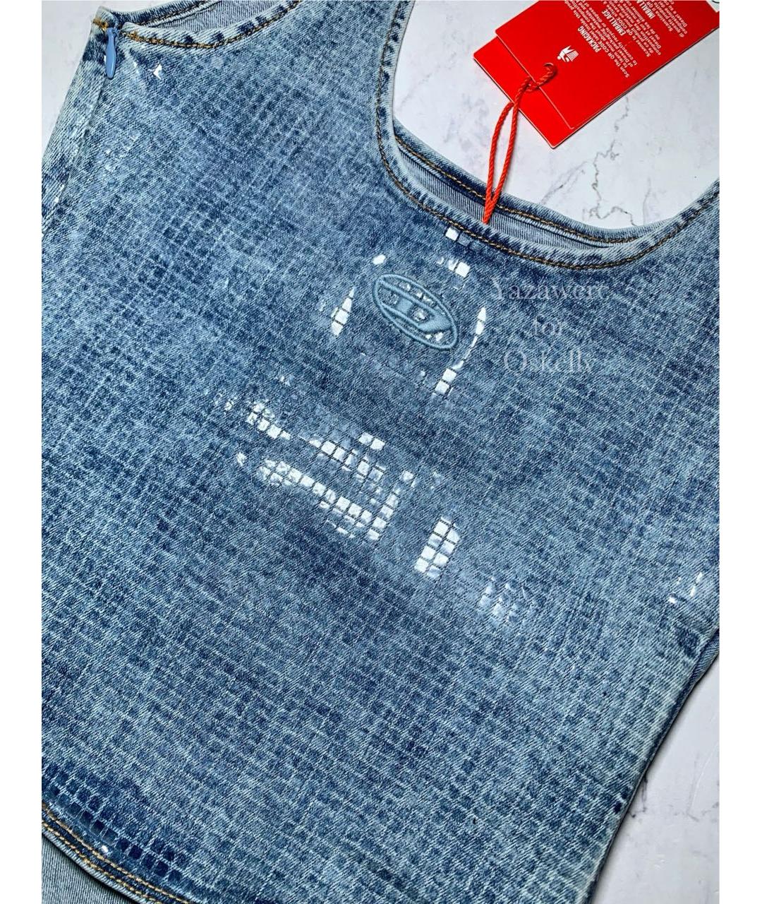 DIESEL Голубой хлопко-эластановый корсет, фото 6