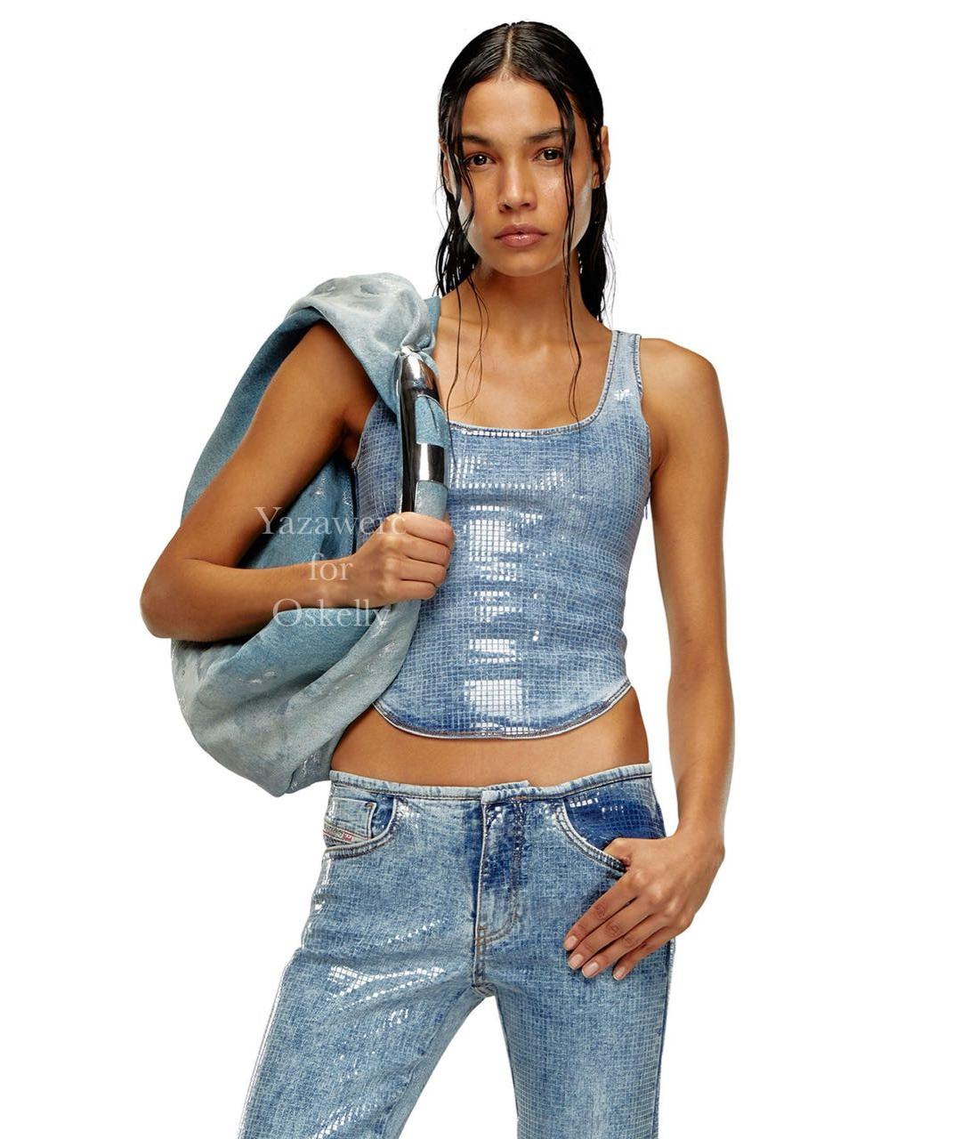 DIESEL Голубой хлопко-эластановый корсет, фото 8