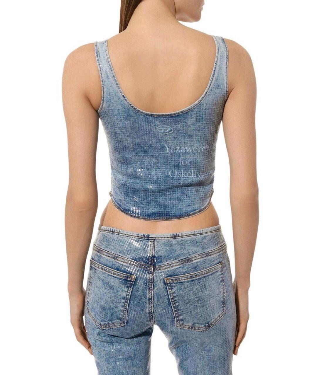 DIESEL Голубой хлопко-эластановый корсет, фото 3