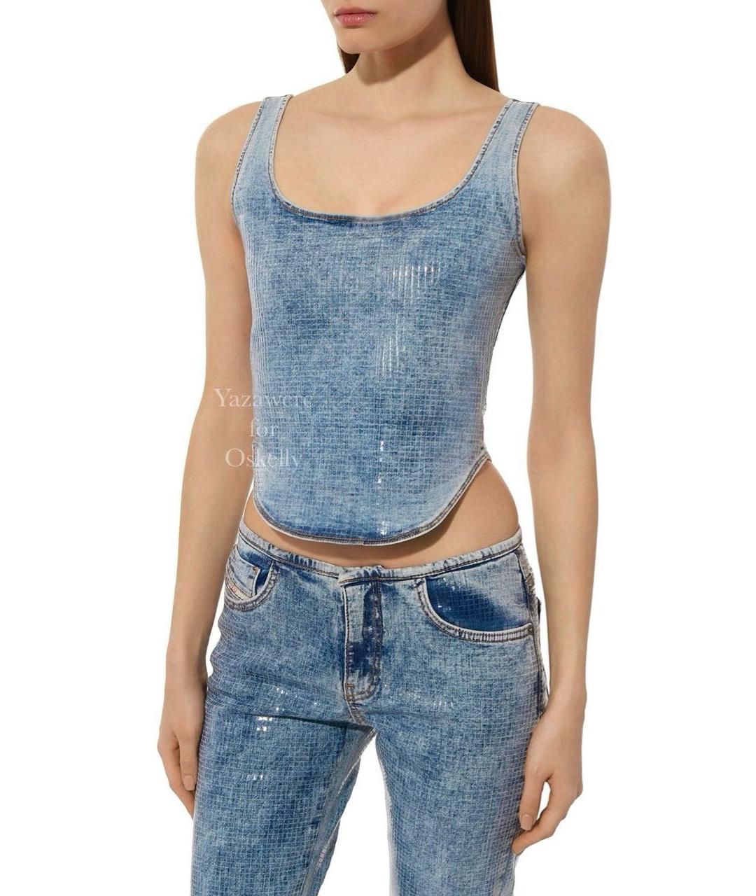 DIESEL Голубой хлопко-эластановый корсет, фото 2