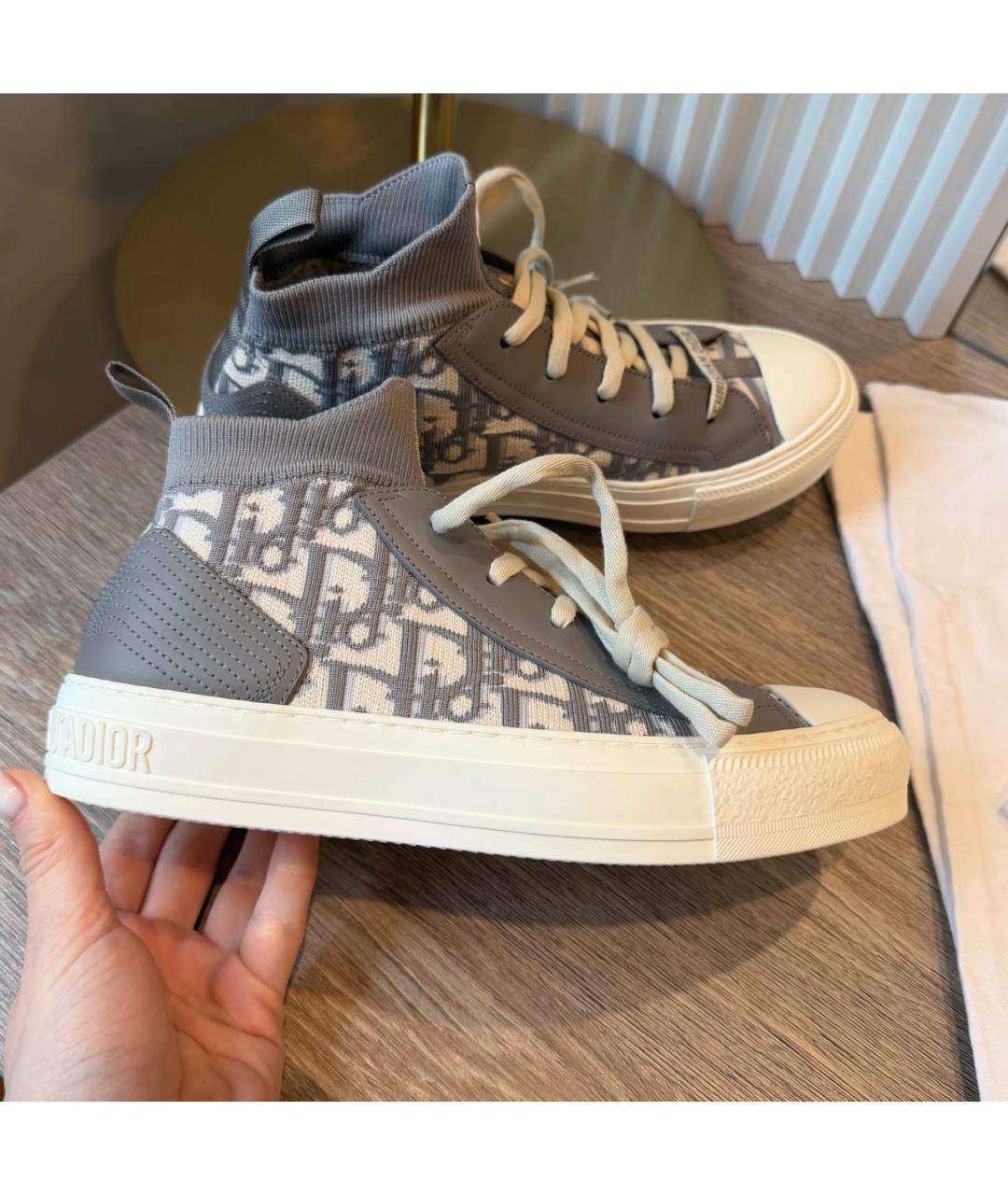 CHRISTIAN DIOR Серые текстильные кеды, фото 5