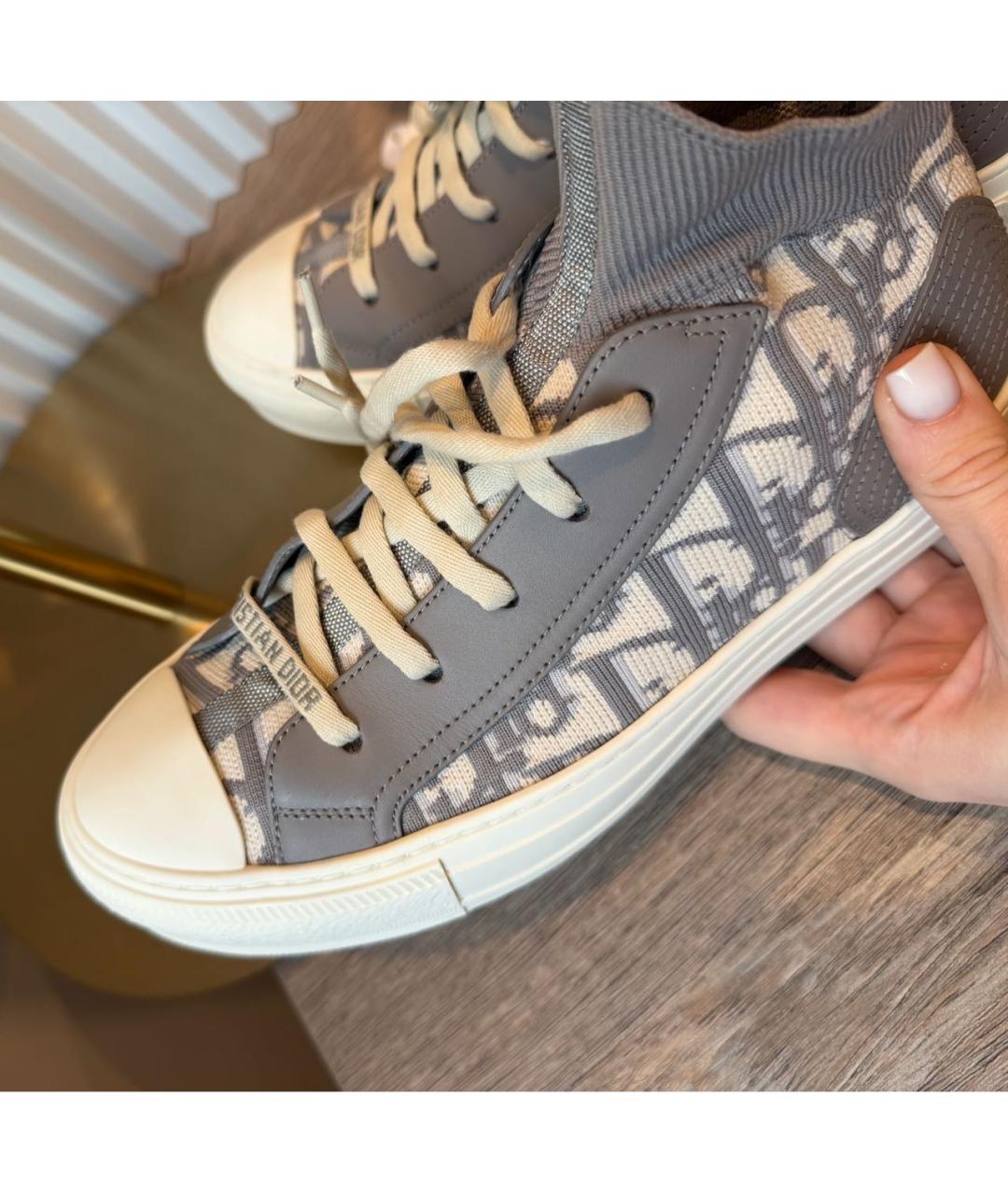 CHRISTIAN DIOR Серые текстильные кеды, фото 7