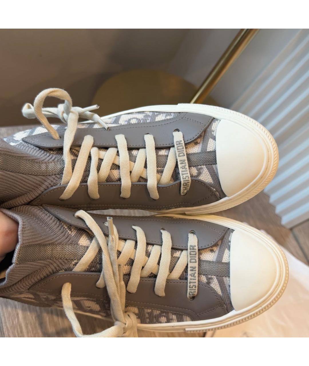 CHRISTIAN DIOR Серые текстильные кеды, фото 3