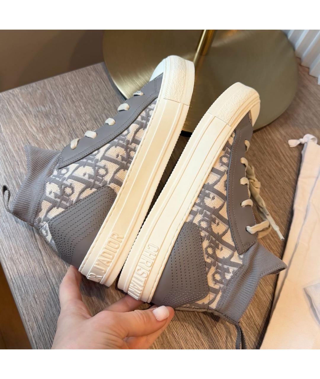 CHRISTIAN DIOR Серые текстильные кеды, фото 4