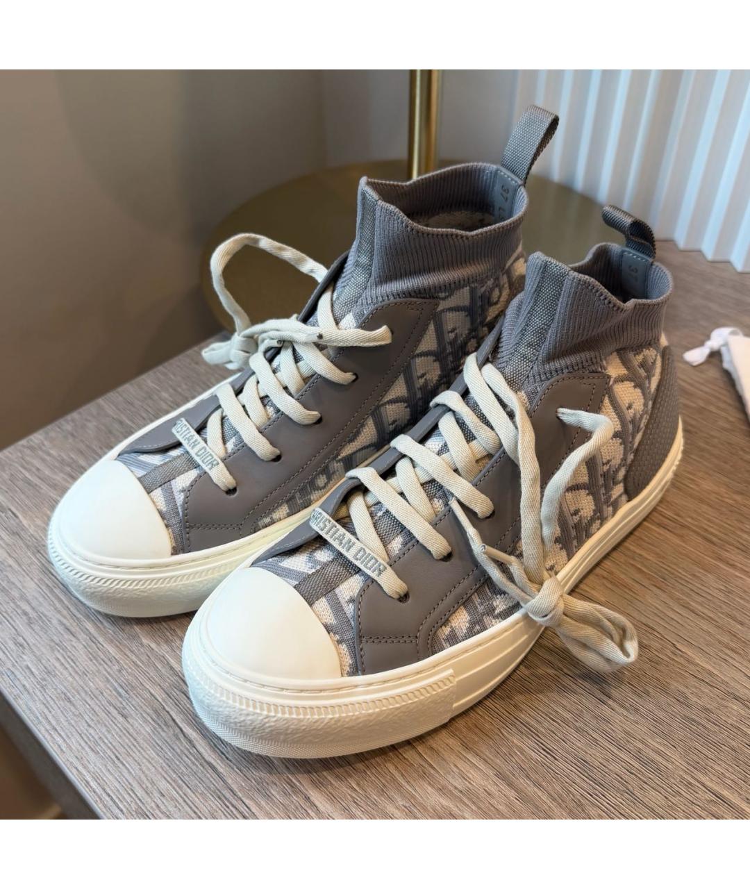 CHRISTIAN DIOR Серые текстильные кеды, фото 2