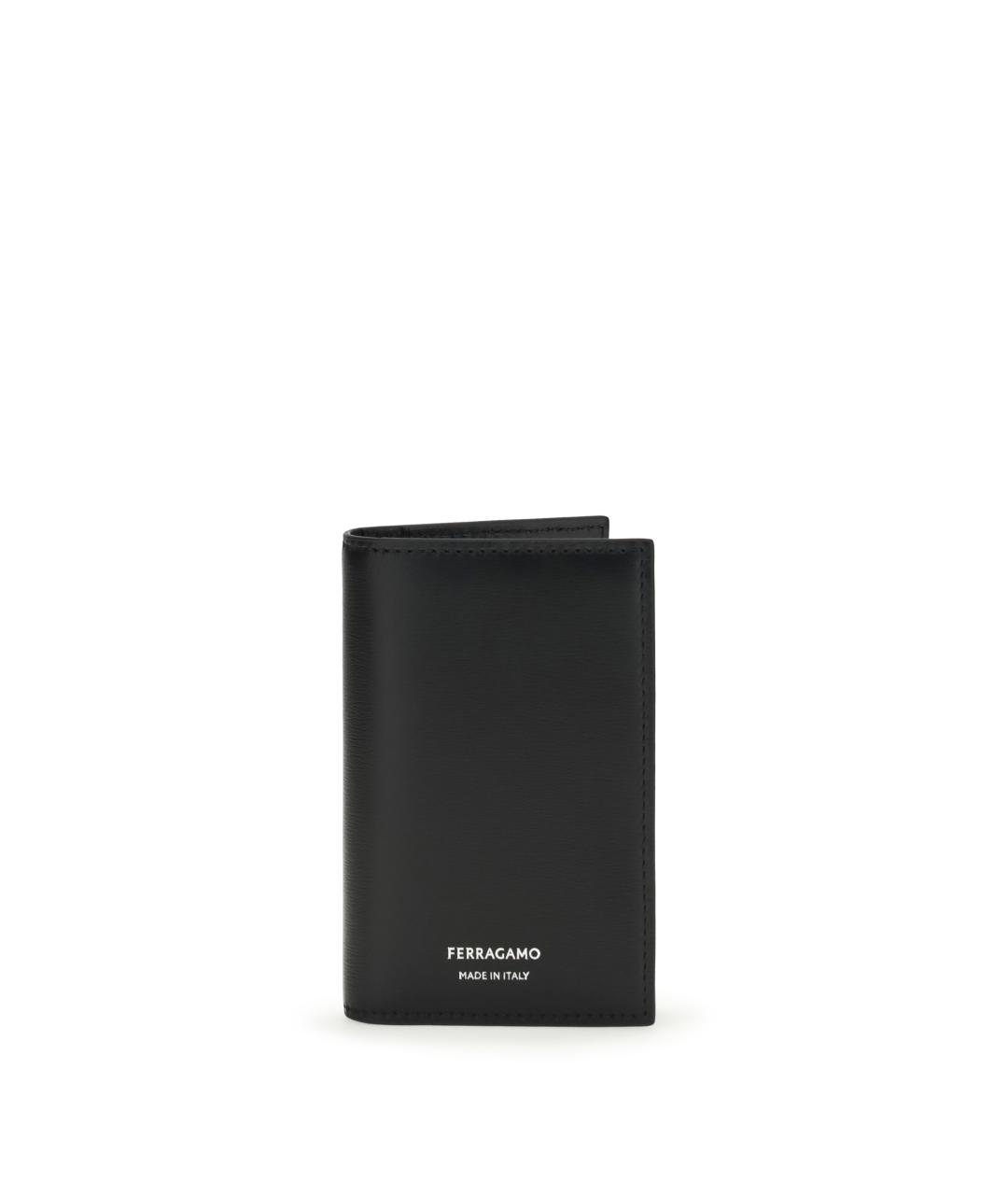FERRAGAMO Черный кожаный кошелек, фото 1